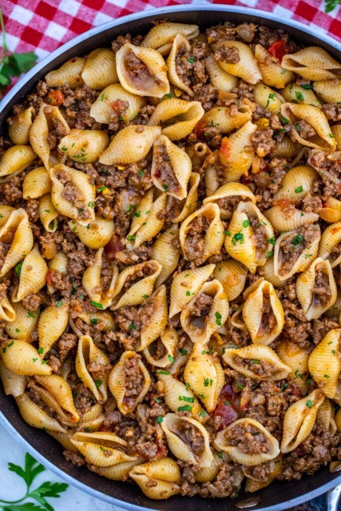stir-fried noodles with ground beef